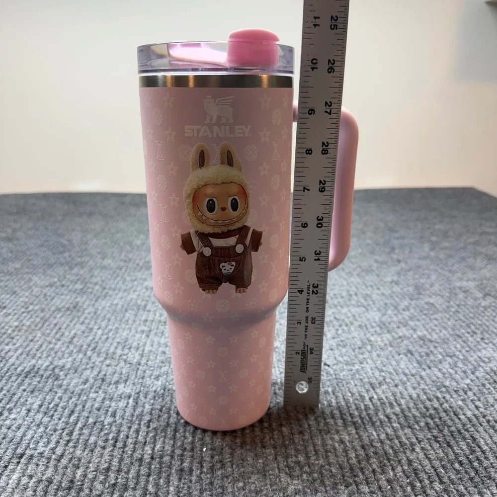 Stanley Quencher 40 oz Tumbler Pink Labubu Character Cup Travel Cup Lid - Picture 5 of 8